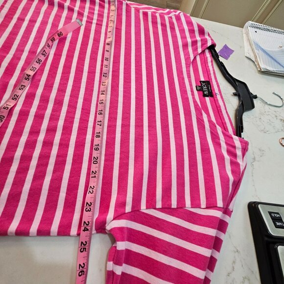 J. Crew Cropped Fit Top XL Striped Cotton Pink White Nautical Knit - Picture 8 of 9